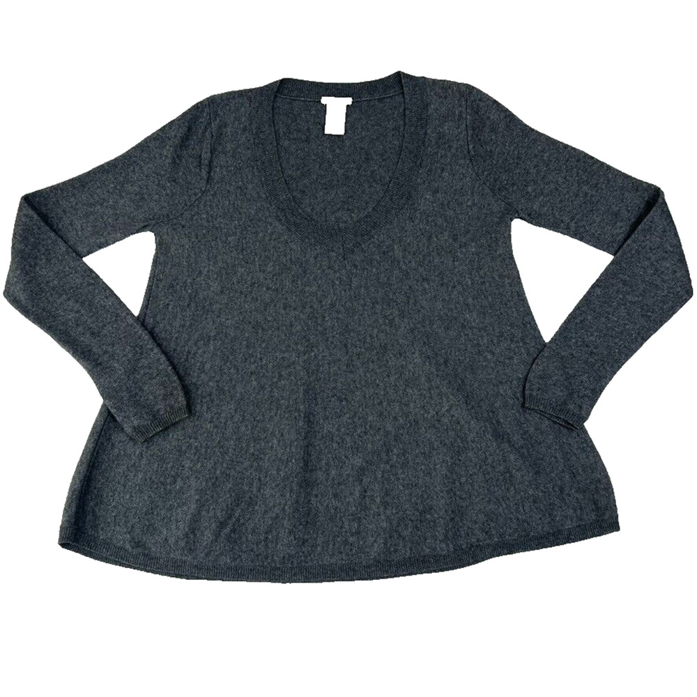 Jigsaw Sweater Womens Small Gray Wool Cashmere Angora Hair Blend V Neck A line